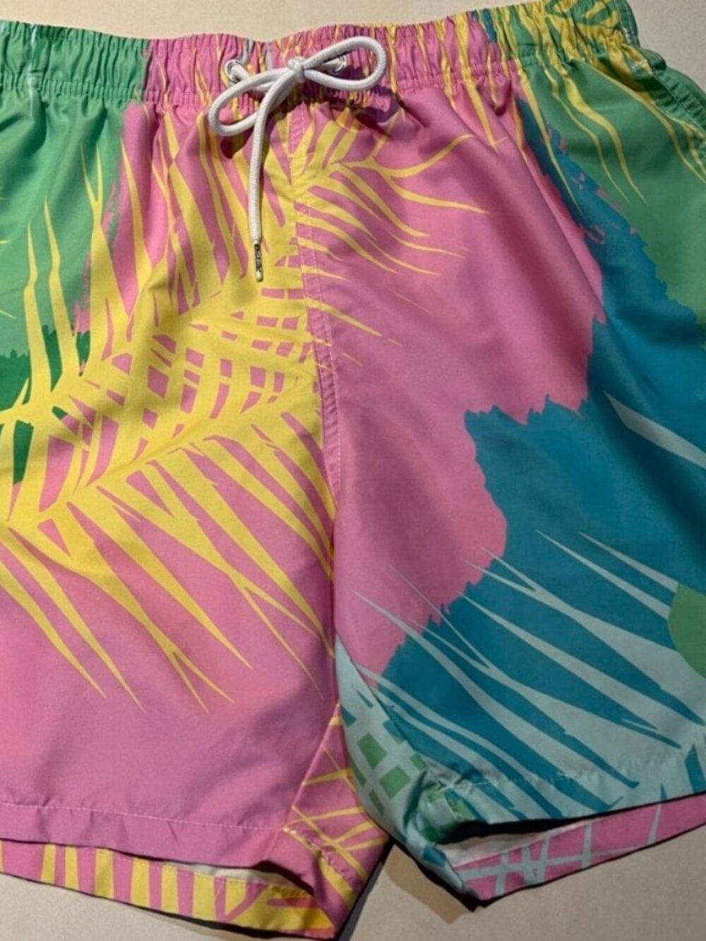 Men's Boardies Swim Trunks-Size M with 6" Inseam (pink/yellow/aqua/green)